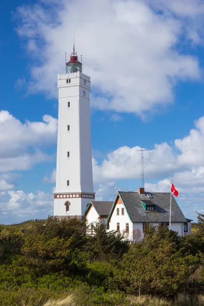 Deniz Feneri Blaavand Beach Güney Jutland Danimarka — Stok fotoğraf