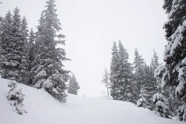 Vy över pisten vid skidorten i österrikiska alperna — Stockfoto