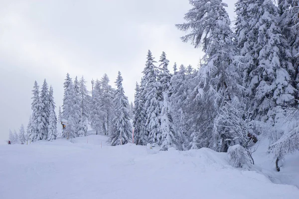 Vue sur la piste de ski dans les Alpes autrichiennes — Photo