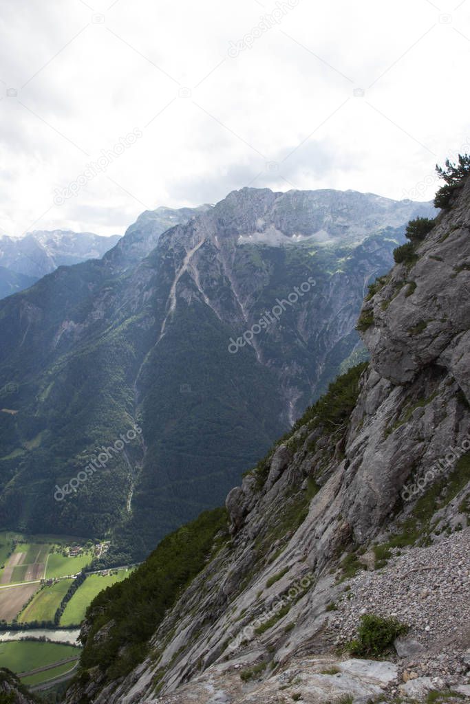 view of the valley of Salsach river in Alps