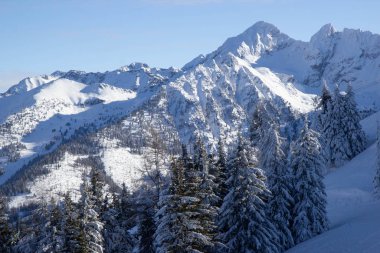 Avusturya kayak merkezinin güzel manzarası, Dachstein bölgesi, Alpler
