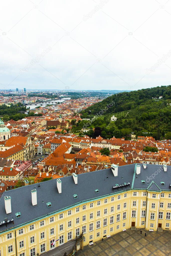 arerial view of the roofs of Prague old town, Czech Republic