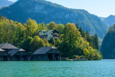 Berchtesgaden Ulusal Parkı, Bavyera, Almanya 'da ünlü Koenigssee