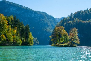 Berchtesgaden Ulusal Parkı, Bavyera, Almanya 'da ünlü Koenigssee