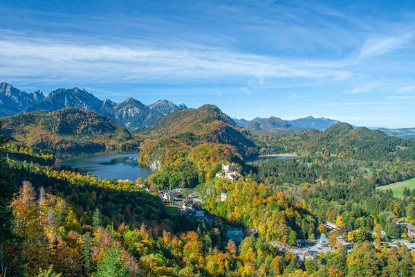 Antik Kilátás Alpsee Hohenschwangau Kastély Bajorország Németország — Stock Fotó