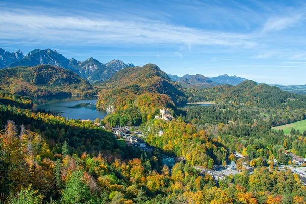 Antik Kilátás Alpsee Hohenschwangau Kastély Bajorország Németország — Stock Fotó