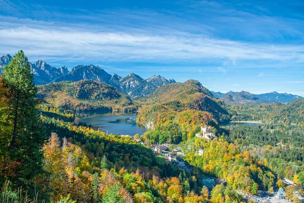 Luftaufnahme Des Alpsees Mit Schloss Hohenschwangau Bayern Deutschland — Stockfoto