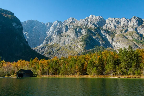 Słynny Koenigssee Parku Narodowym Berchtesgaden Bawaria Niemcy — Zdjęcie stockowe