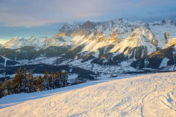 Abendlicht Gebirge Skigebiet Schladming Österreichische Alpen — Stockfoto