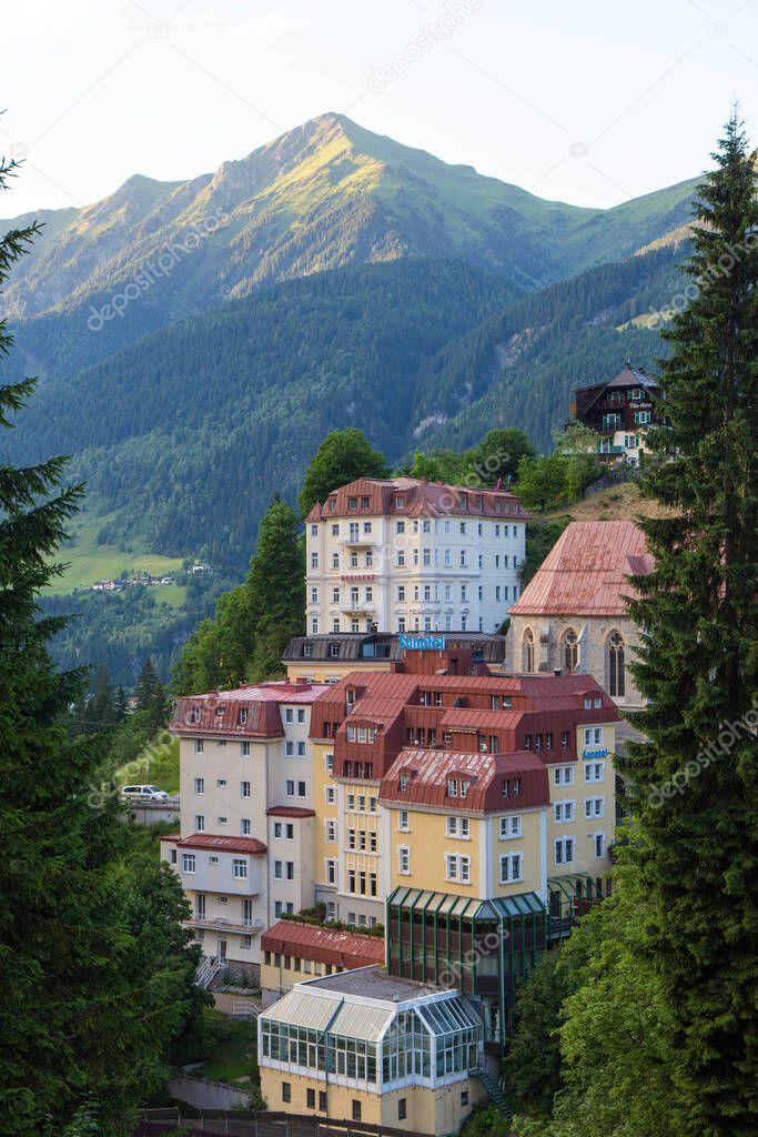 Houses in Bad Gastein town in Austrian Alps