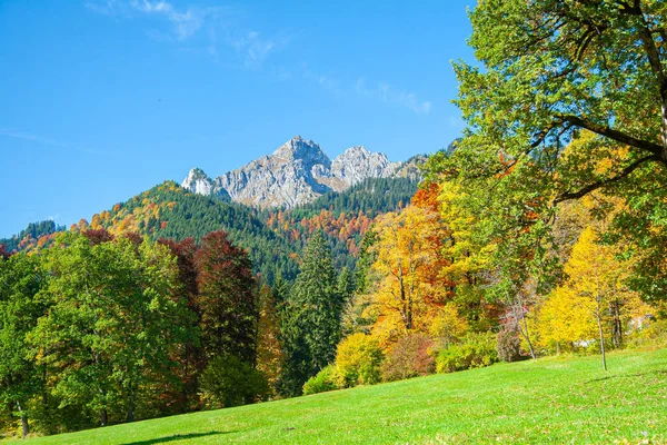 Солнечный Осенний День Баварских Альпах Южная Германия — стоковое фото
