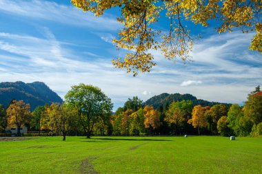 Güney Almanya 'daki Bavyera Alplerinde güneşli bir sonbahar günü