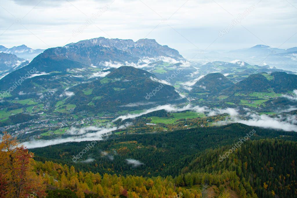 view of Alpine valley from The Kehlsteinhaus, Berchtesgaden National Park, Germany