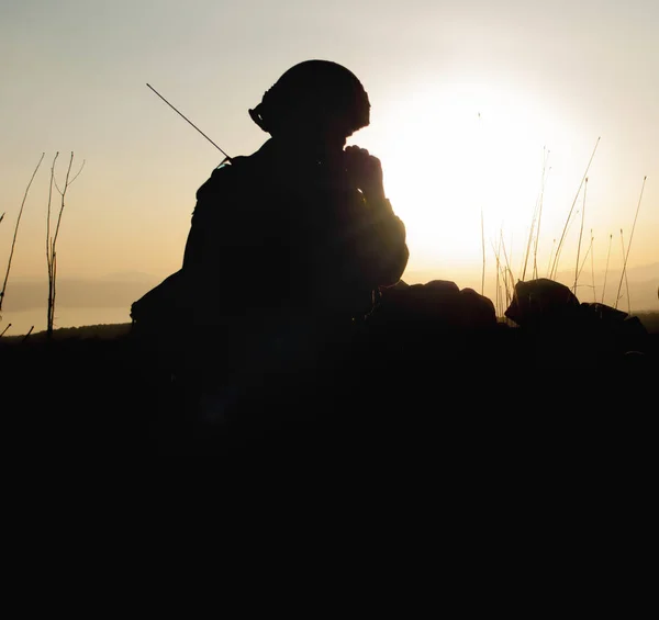 Silhouette de soldat militaire — Photo