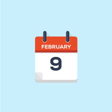 9. Şubat takvimi, vektör çizim