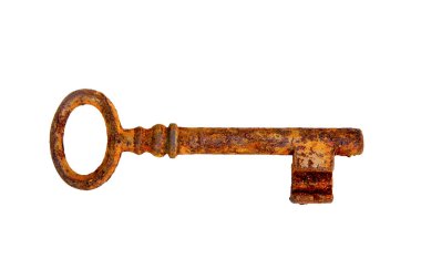 Beyaz arka planda eski paslı tuş