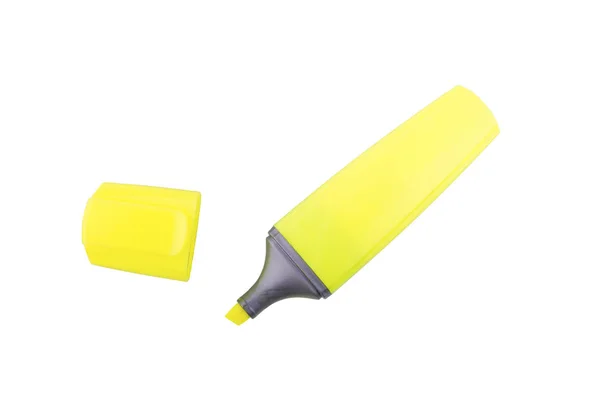 Желтый хайлайтер на белом фоне — стоковое фото
