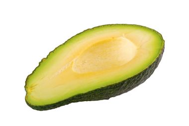 Beyaz bir arka plan üzerinde kesme avokado yarısını