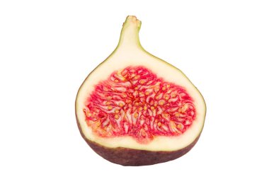 Beyaz bir arka plan üzerinde taze incir yarısı