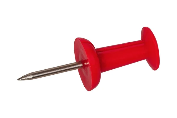 Red pushpin on a white background — Stock Photo, Image