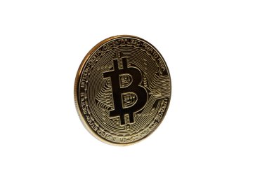 Altın bitcoin beyaz bir arka plan üzerinde izole