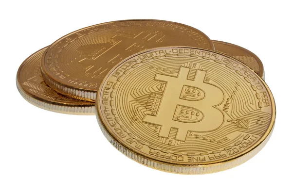 Beyaz zemin üzerine altın Bitcoins
