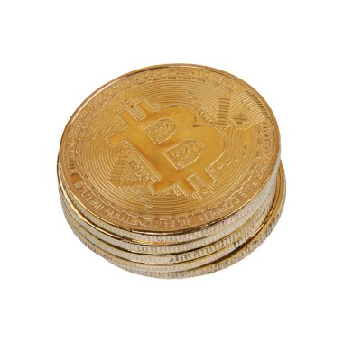 Beyaz zemin üzerine altın Bitcoins