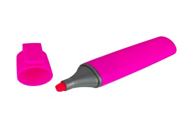Pembe vurgulayıcı izole beyaz bir arka plan üzerinde