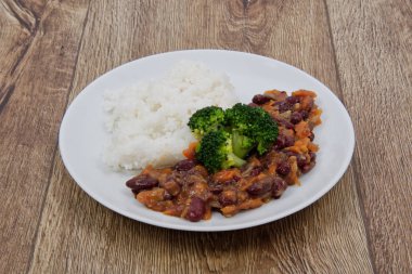 Azuki sebze ve pirinç tablo ile