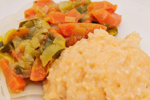 Рисовое сладкое картофельное пюре и овощи — стоковое фото