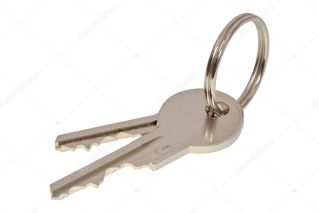 Metal keys on a white background