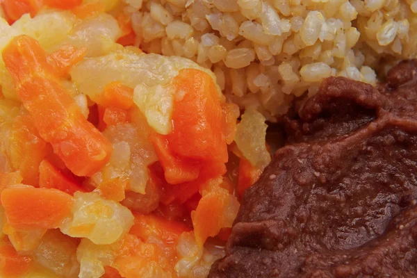 Azuki sauce with natural rice on a table — Stock Photo, Image