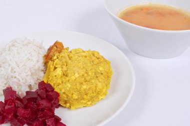 Zerdeçal ve bir beyaz pirinç ile karnabahar