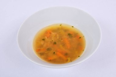 Bir beyaz üzerine lezzetli miso sebze çorbası