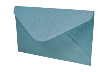 Beyaz zemin üzerinde mavi bir zarf içerisinde