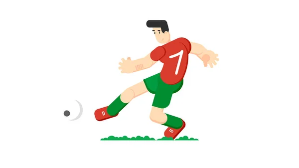 Fotbalový hráč udeří míč — Stockový vektor