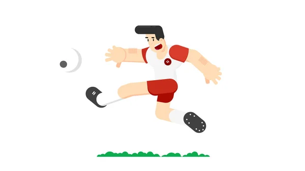 Jugador de fútbol golpea la pelota — Vector de stock