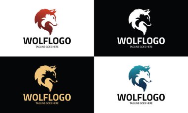 Wolf logo tasarım şablonu, kurt baş logo tasarım konsepti, vektör çizim