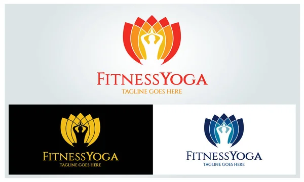Fitness yoga logo tasarım şablonu, Lotus fitness logo tasarım konsepti, vektör çizim