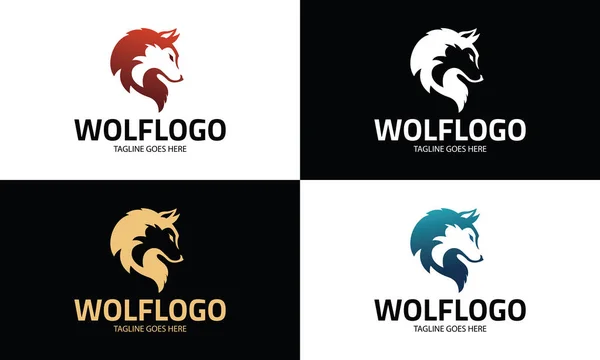 Wolf logo tasarım şablonu, kurt baş logo tasarım konsepti, vektör çizim