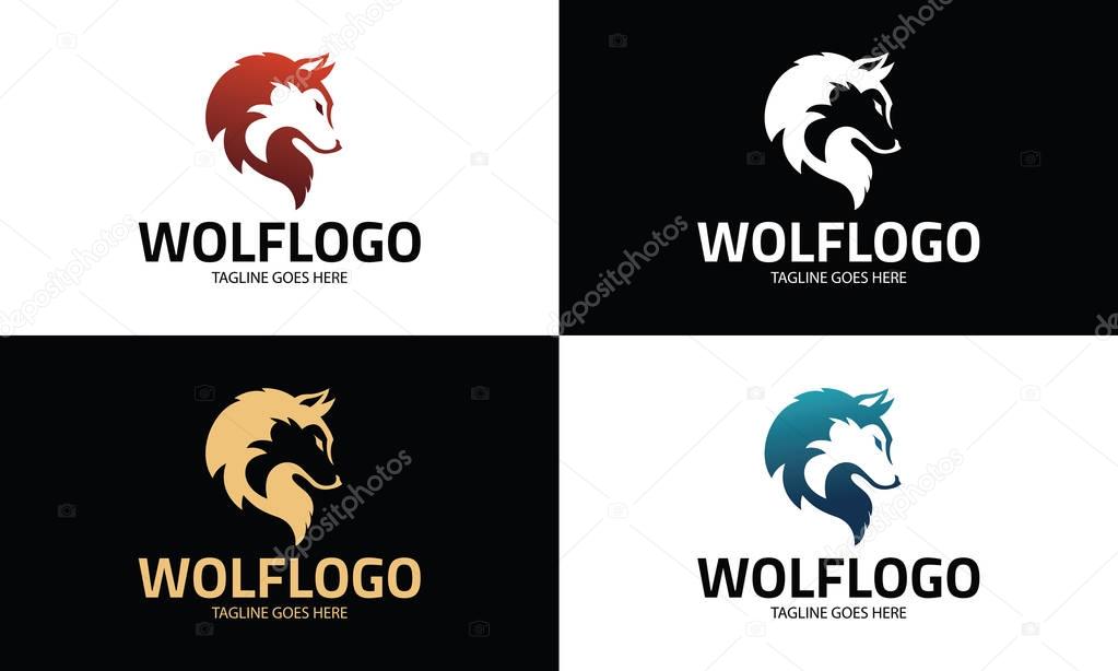 Wolf logo design template ,Wolf head logo design concept ,Vector illustration