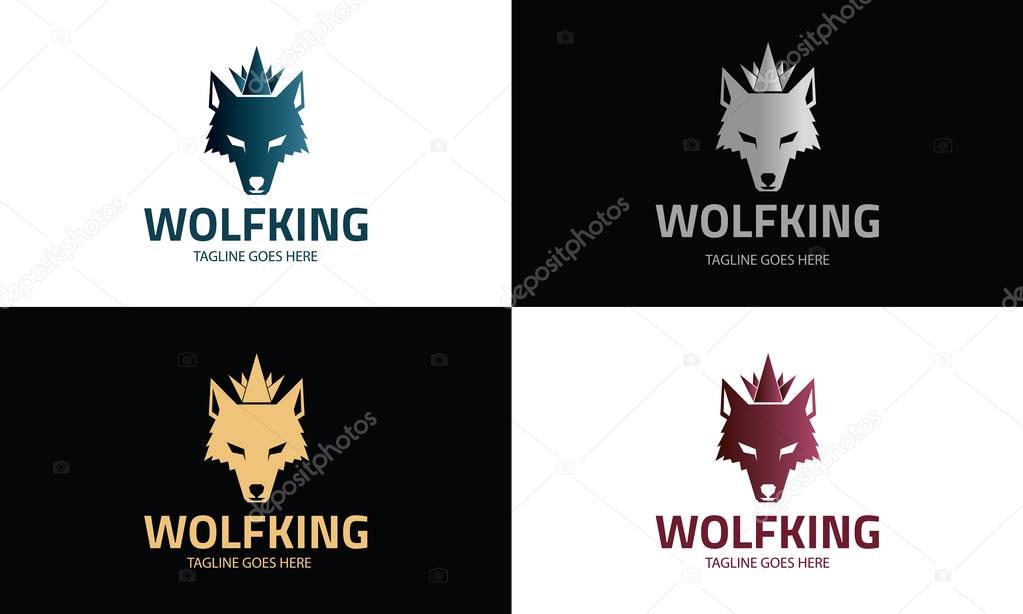 Wolf king logo design template ,Wolf head logo ,Vector illustration