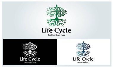 Yaşam döngüsü logo tasarım şablonu, hayat ağacı logo, vektör ona