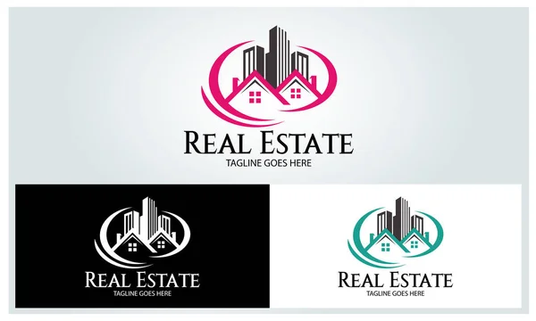 Modèle de conception de logo immobilier, logo de la maison, logo du bâtiment, illustration vectorielle — Image vectorielle