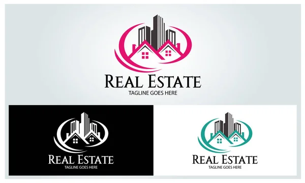 Emlak logo tasarım şablonu, House logosu, Bina logo vektör çizim