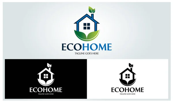エコ家庭のロゴ デザイン テンプレート、グリーン ホームのロゴ、ベクトル イラスト — ストックベクタ