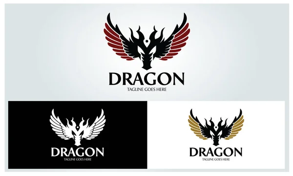 Dragon logo tasarım şablonu, vektör çizim — Stok Vektör