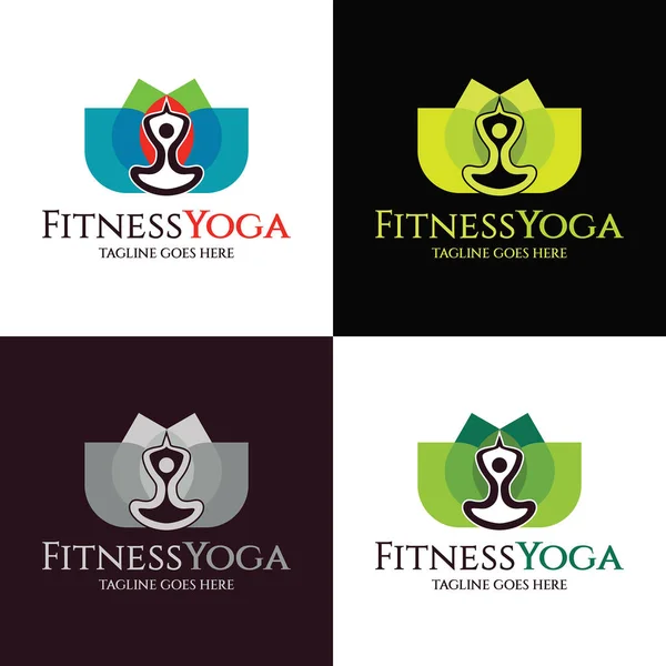 Lotus fitness logo design template. Vectorillustratie — Stockvector