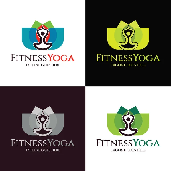 Modello di design del logo Lotus fitness. Illustrazione vettoriale — Vettoriale Stock