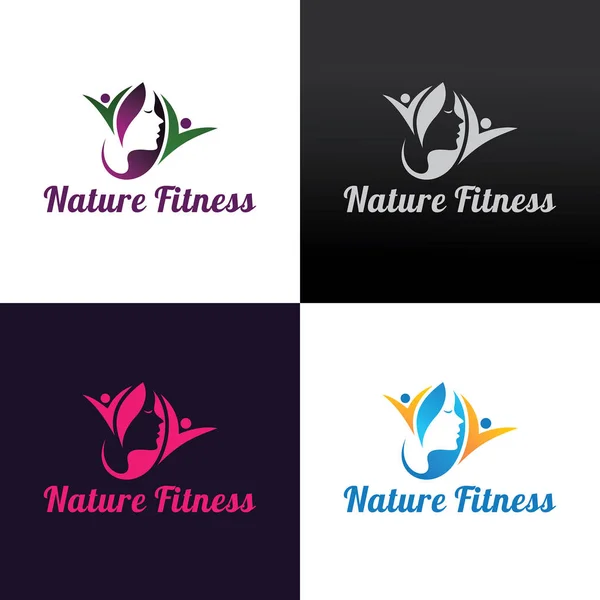 Modello di design logo Nature Fitness. Illustrazione vettoriale — Vettoriale Stock